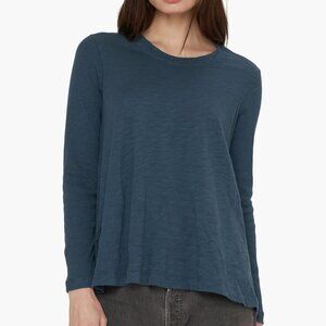 Wilt Women's Size S Trapeze Long Sleeve Mixed Knit Petro Blue Top NEW